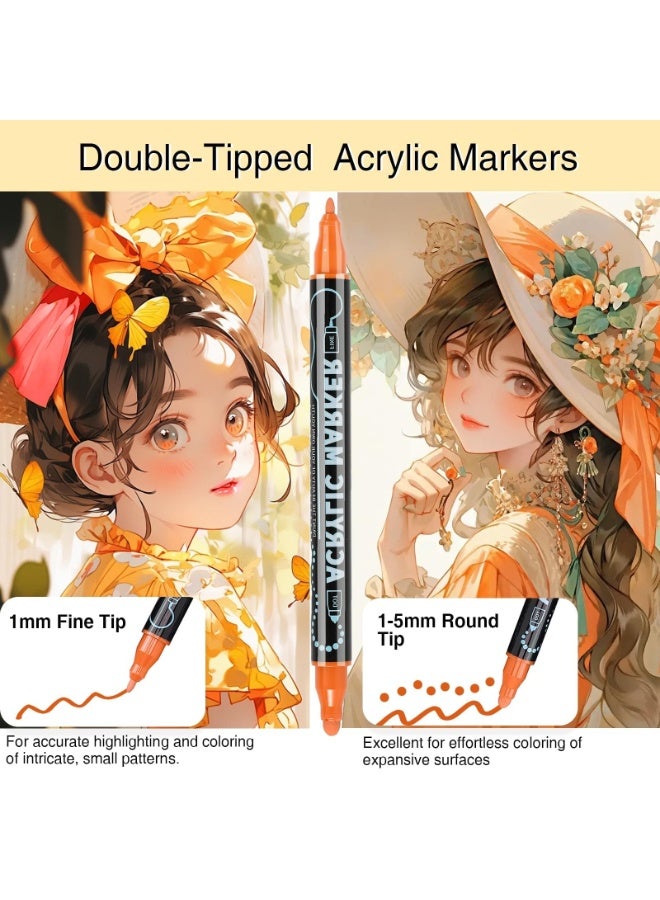 Peachjoy Acrylic Markers, 12 Colors Dual Tip Acrylic Paint Pens Markers, Pens Paint Markers for Wood, Rock Painting, Glass, DIY Crafts, Canvas, Stone - Image 2